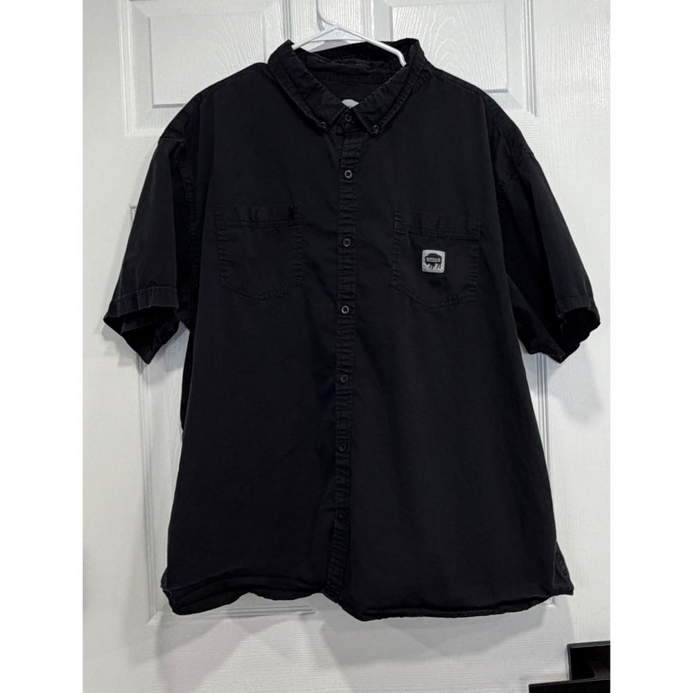 Buffalo Outdoors Mens 3XL Black Cotton Short Sleeve Button Down Work Shirt